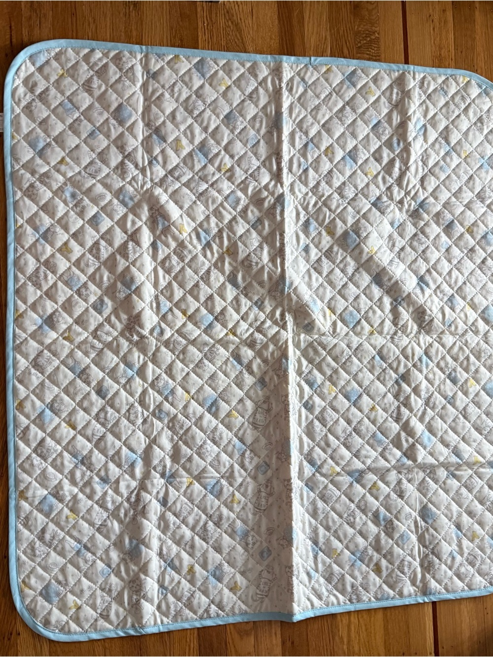 Baby Blue Cat Novelty Print Quilted Baby Mat 39”x39” NEW